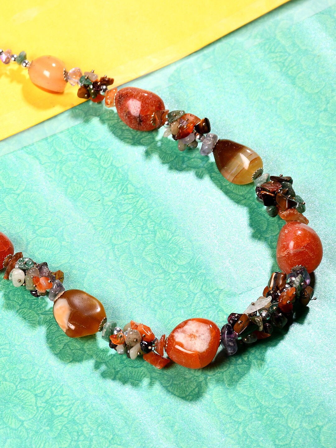 

Bamboo Tree Jewels Alloy Artificial Beads Necklace, Orange