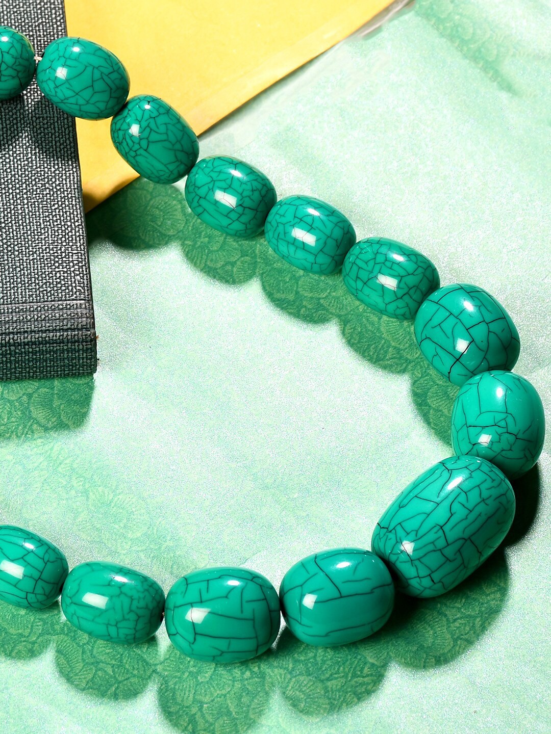 

Bamboo Tree Jewels Beaded Slip-On Statement Necklace, Turquoise blue