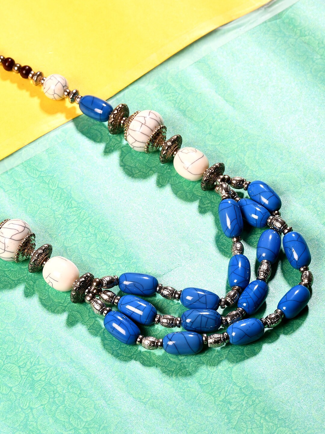 

Bamboo Tree Jewels Long Beaded Statement Necklace, Blue