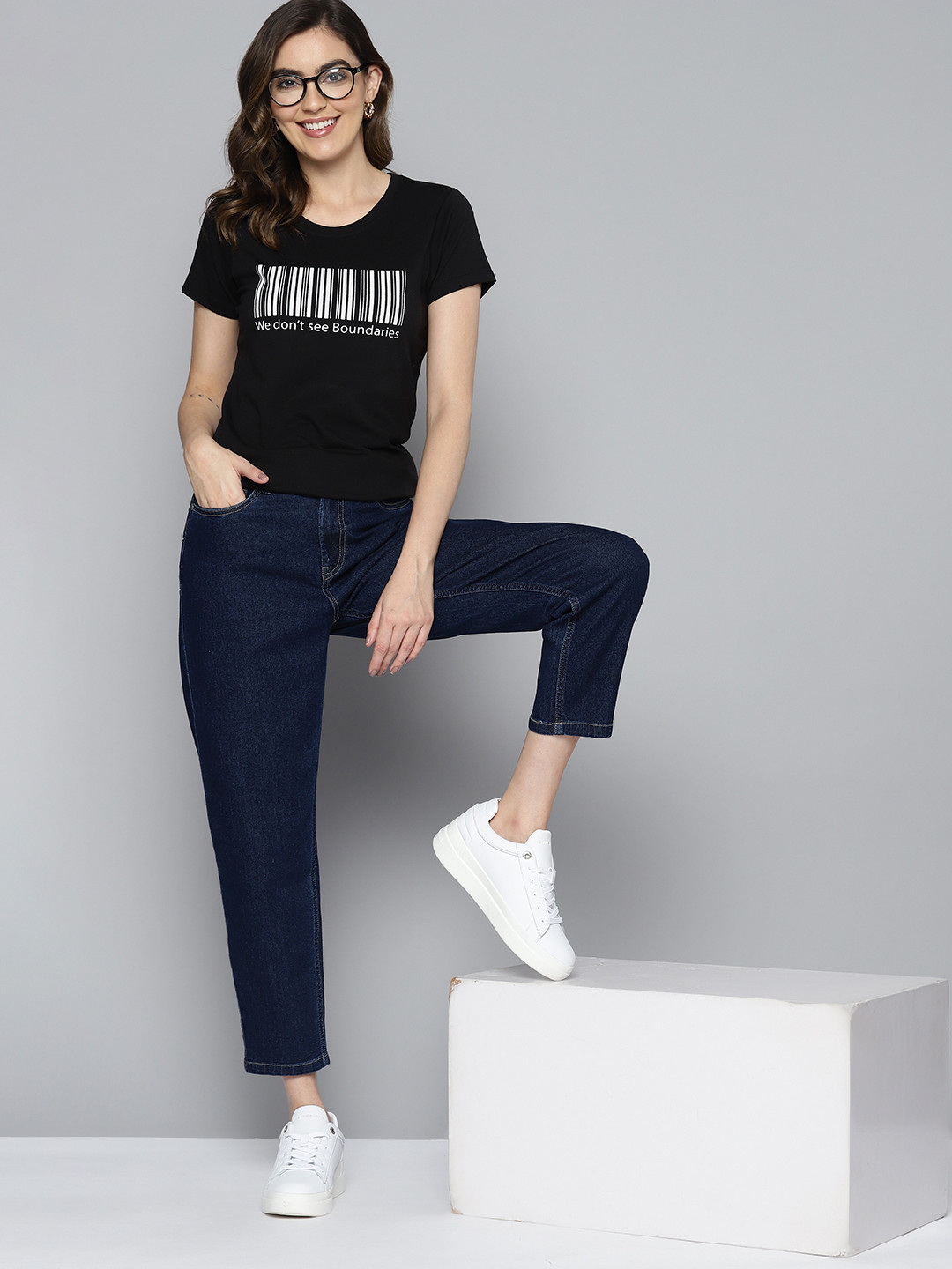 

Mast & Harbour Printed Pure Cotton T-shirt, Black