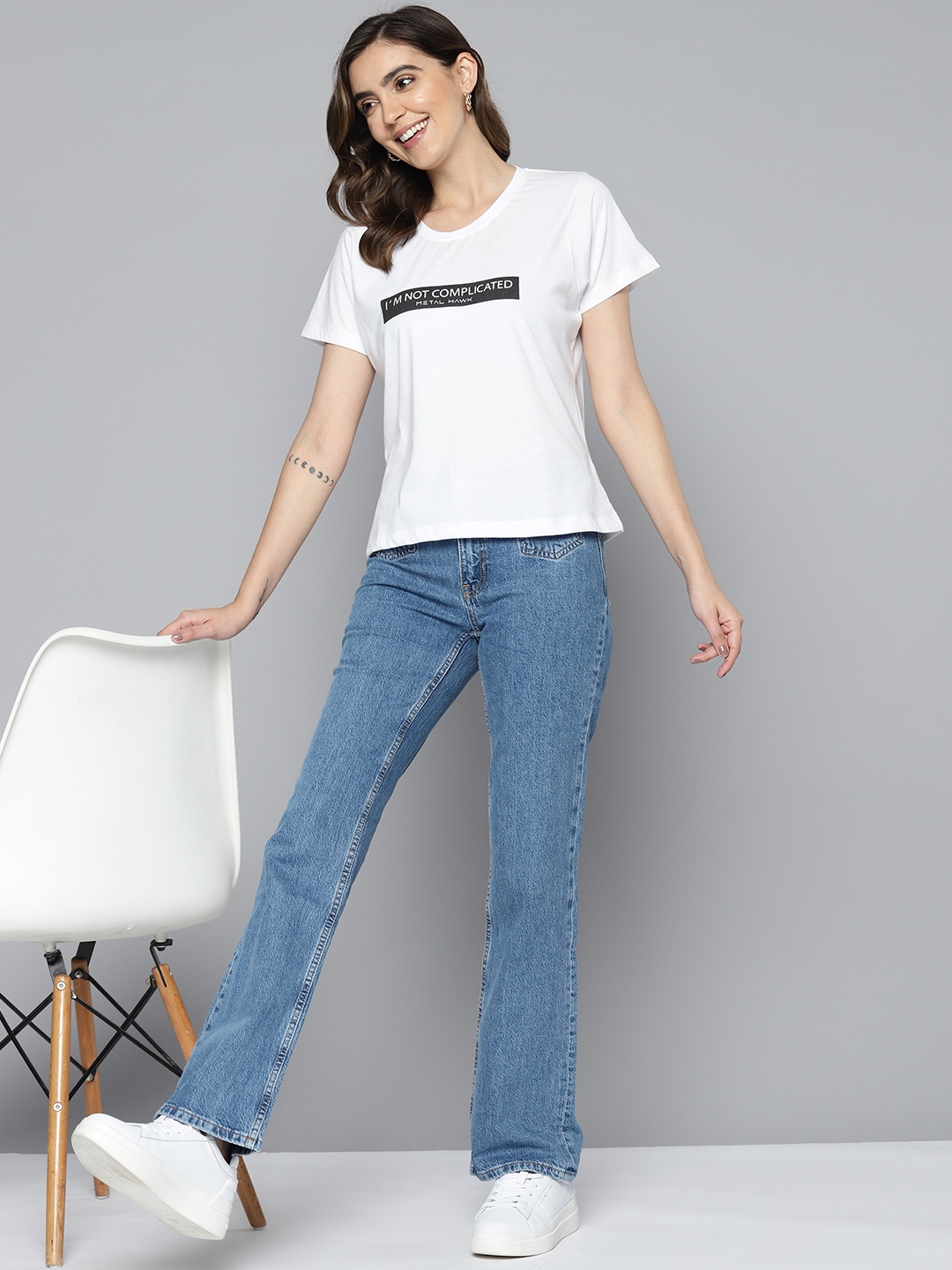 

Mast & Harbour Typography Printed Pure Cotton T-shirt, White