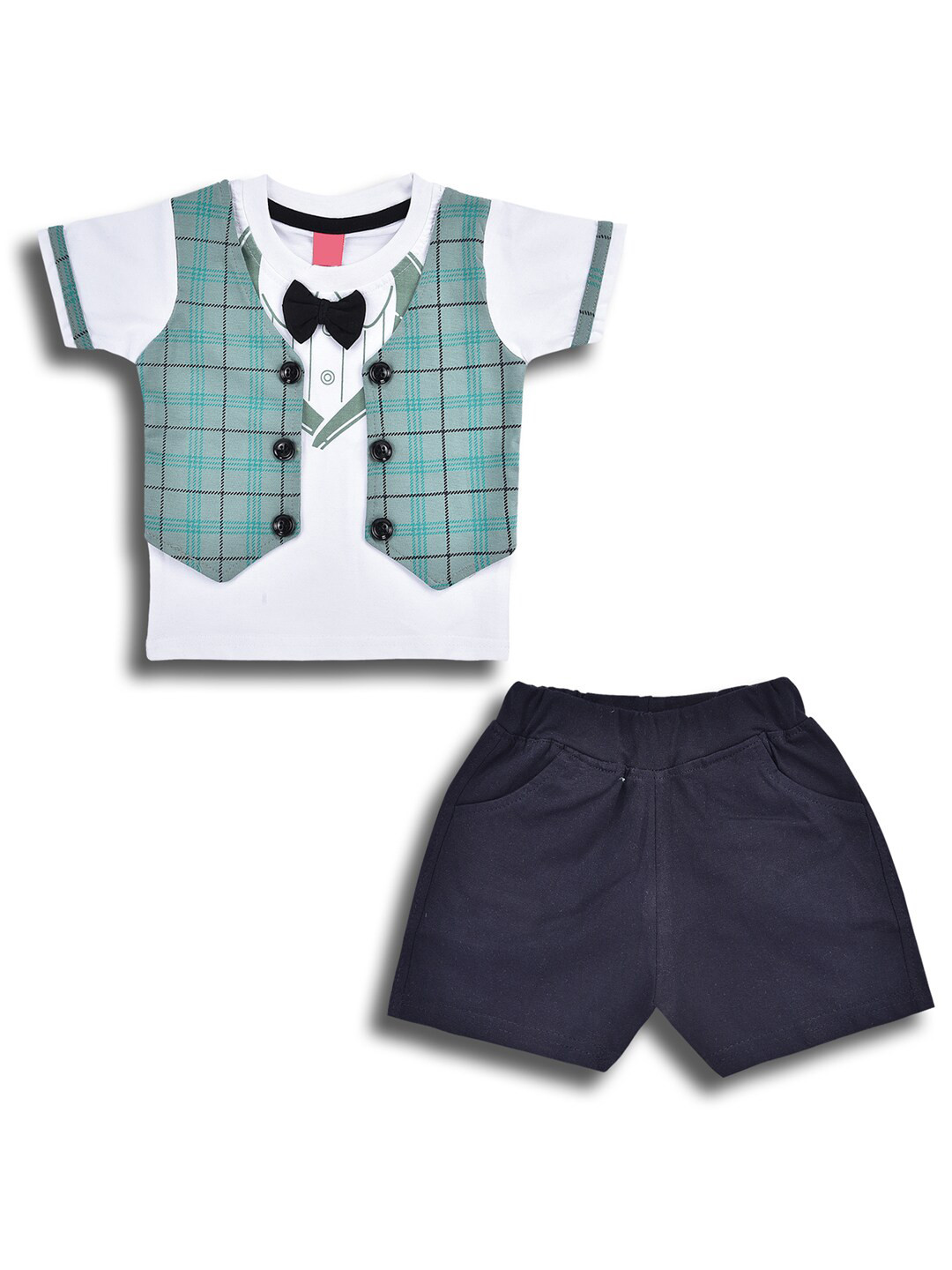 

Wish Karo Boys Checked T-shirt with Shorts, Green