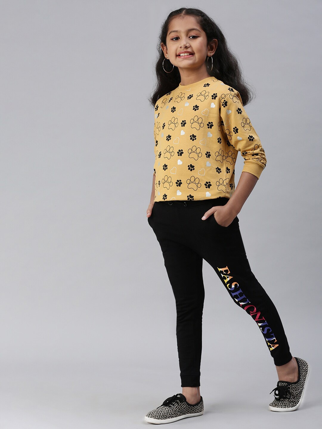 

PIPIN Girls Printed Cotton Round Neck Sweatshirt, Orange