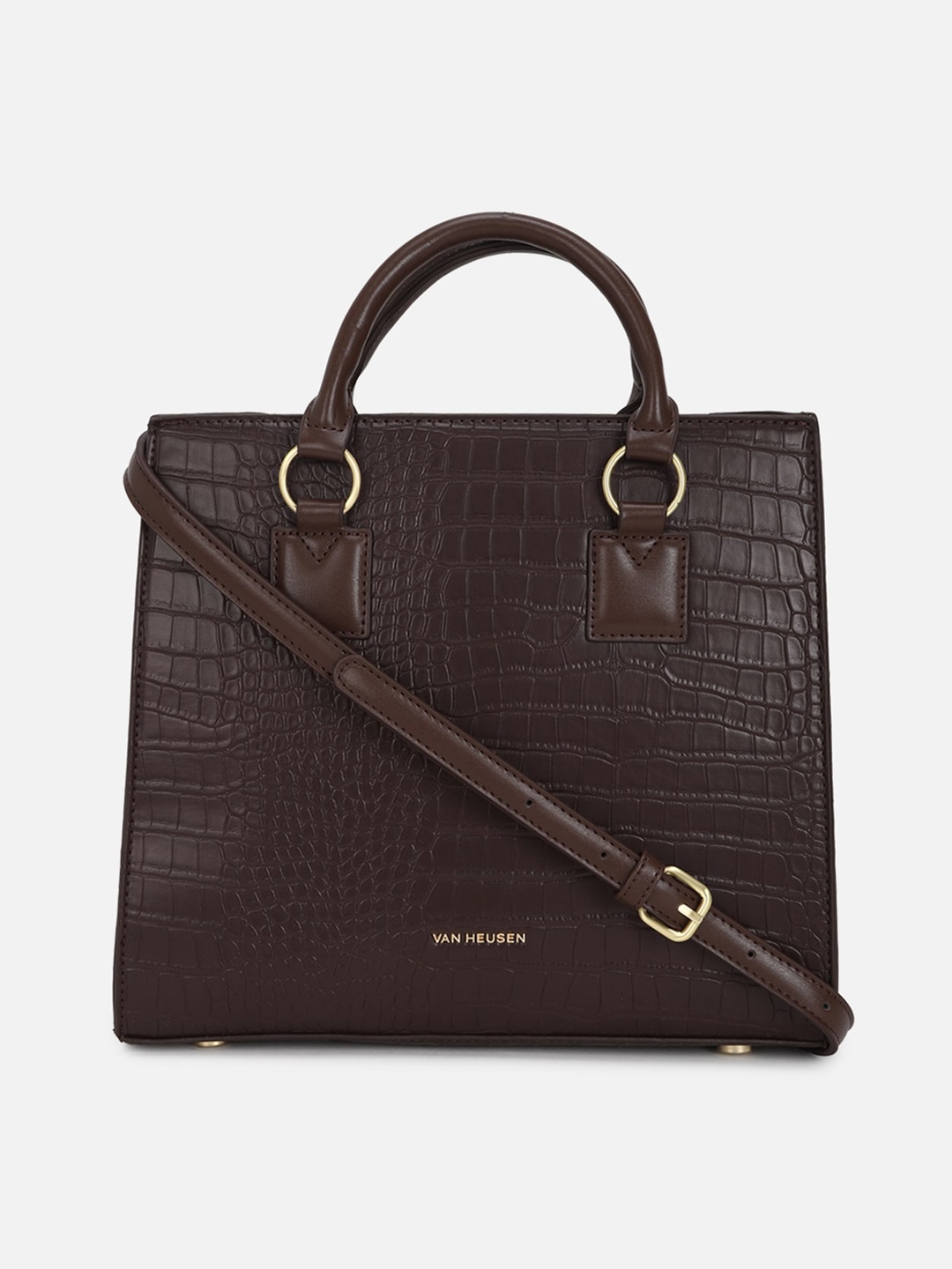 

Van Heusen Woman Textured PU Structured Handheld Bag, Brown