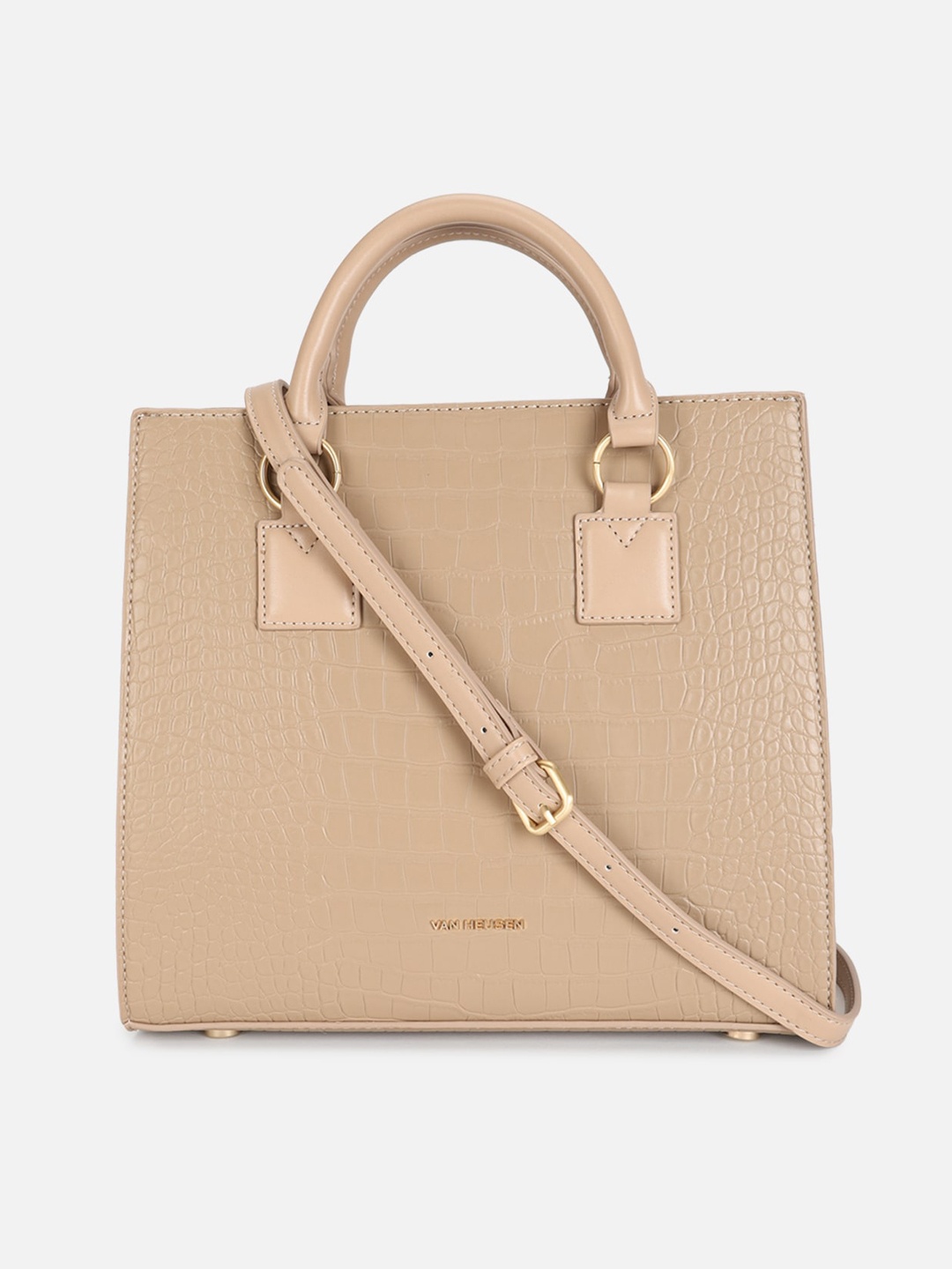 

Van Heusen Woman Textured PU Structured Handheld Bag, Beige