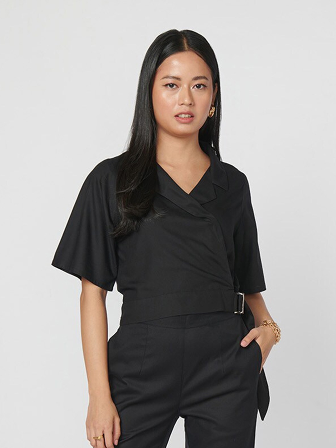 

NOT SO PINK Women Black Modern Opaque Casual Shirt