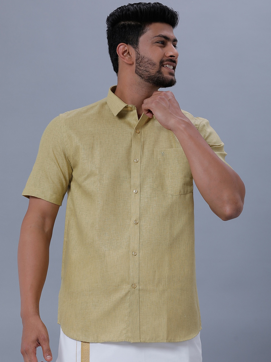 

Ramraj Spread Collar Short Sleeves Casual Shirt, Khaki