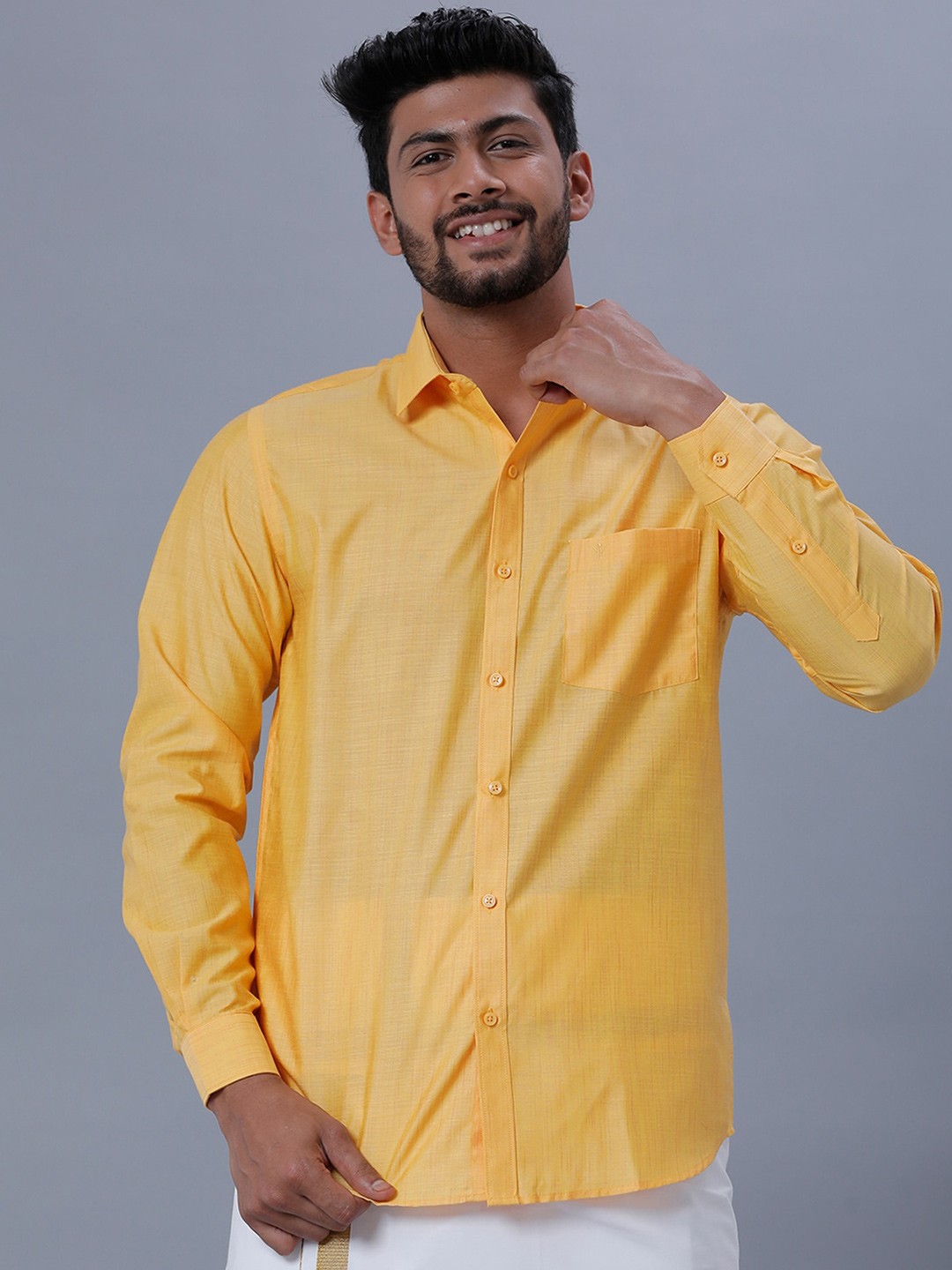 

Ramraj Spread Collar Shirt, Yellow