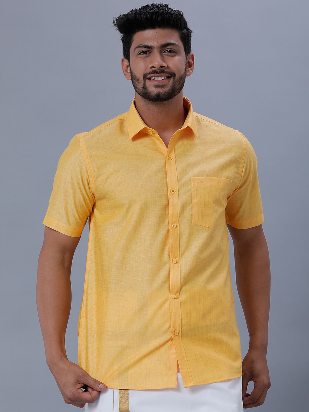 

Ramraj Spread Collar Short sleeves Shirt, Yellow