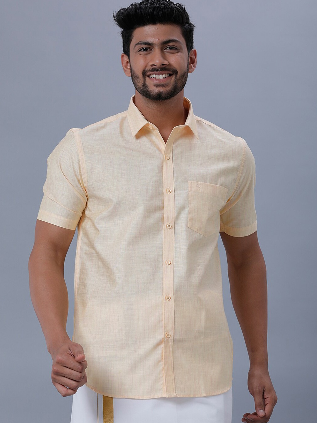 

Ramraj Men Ethical Shirt, Peach