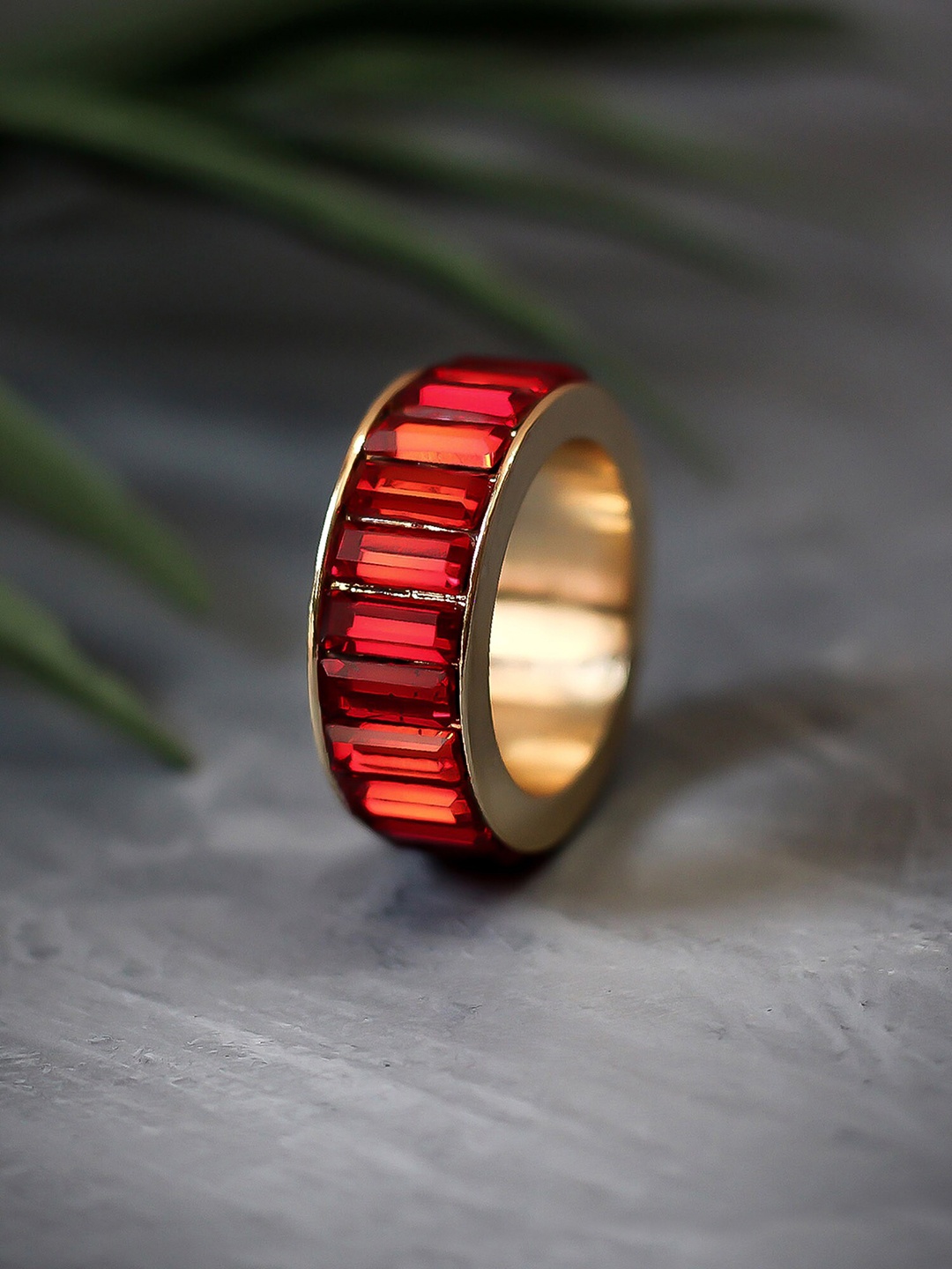 

Bellofox Gold-Plated Stone Studded Ring, Red