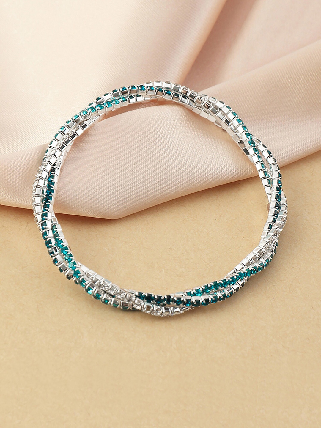 

Bellofox Silver-Plated Stone-Studded Wraparound Bracelet, Teal