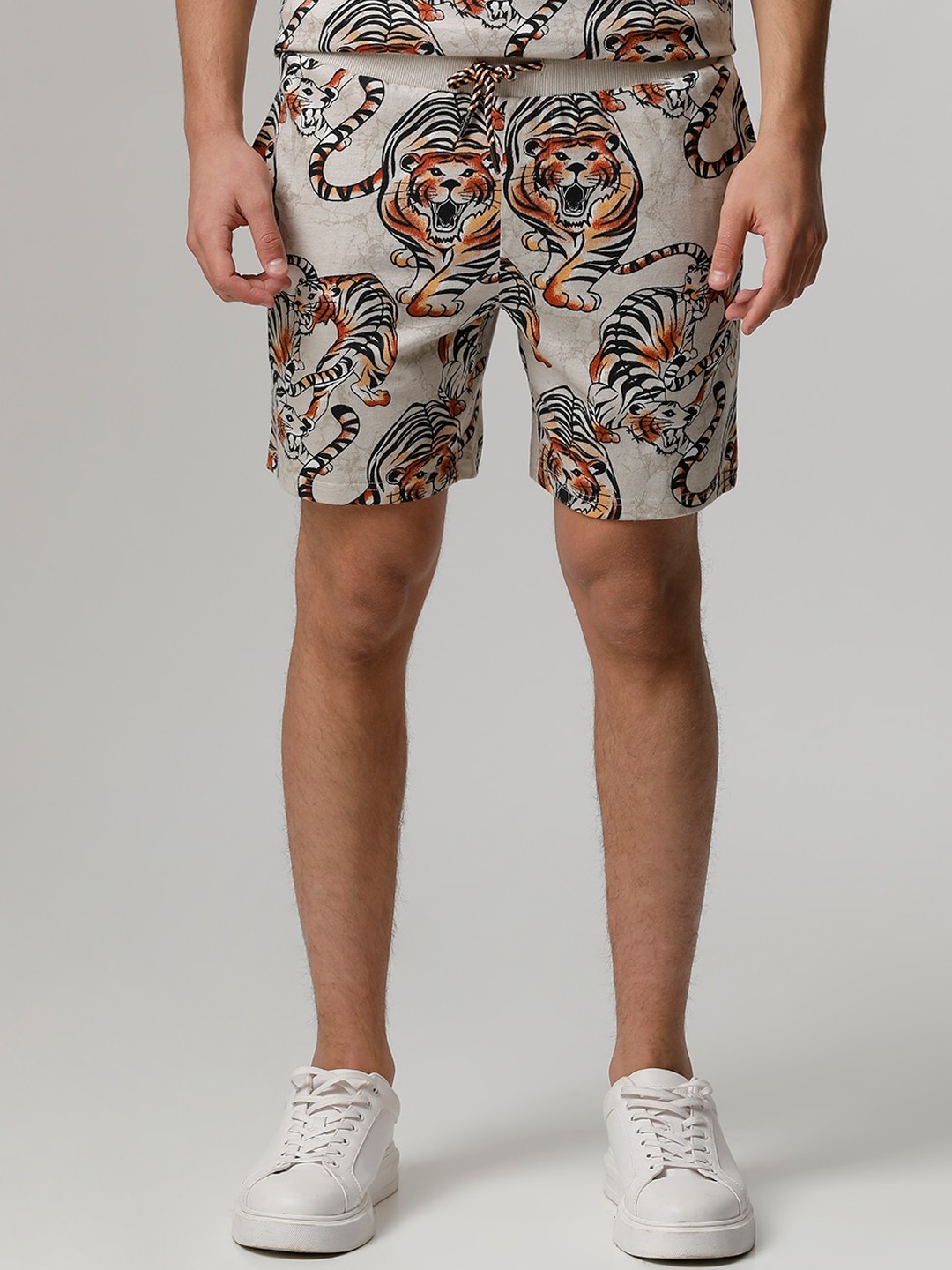 

THE BEAR HOUSE Animal Printed Pure Cotton Night Suit, Beige