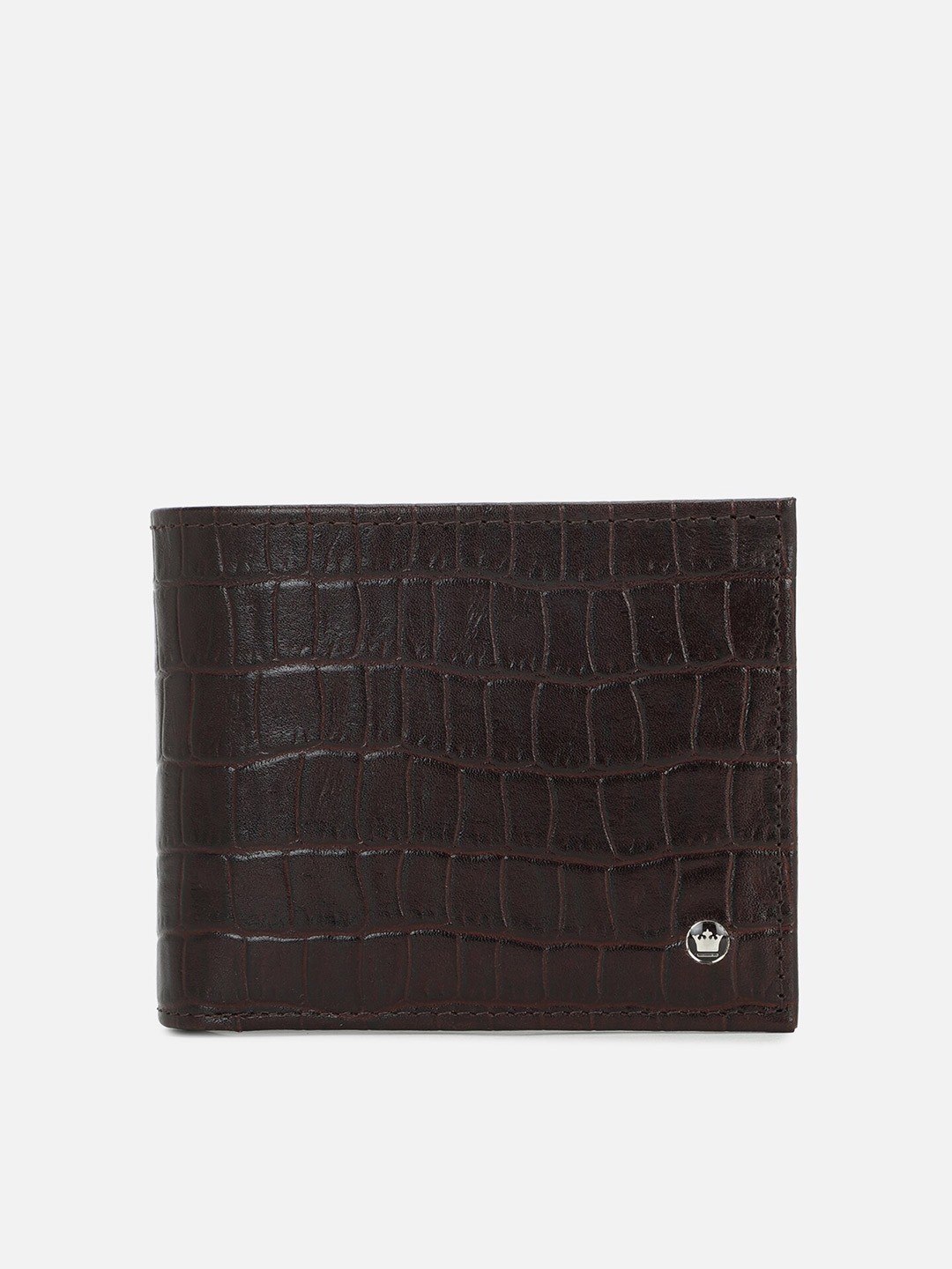

Louis Philippe Men Textured Leather Two Fold Wallet With SD Card Holder, Black
