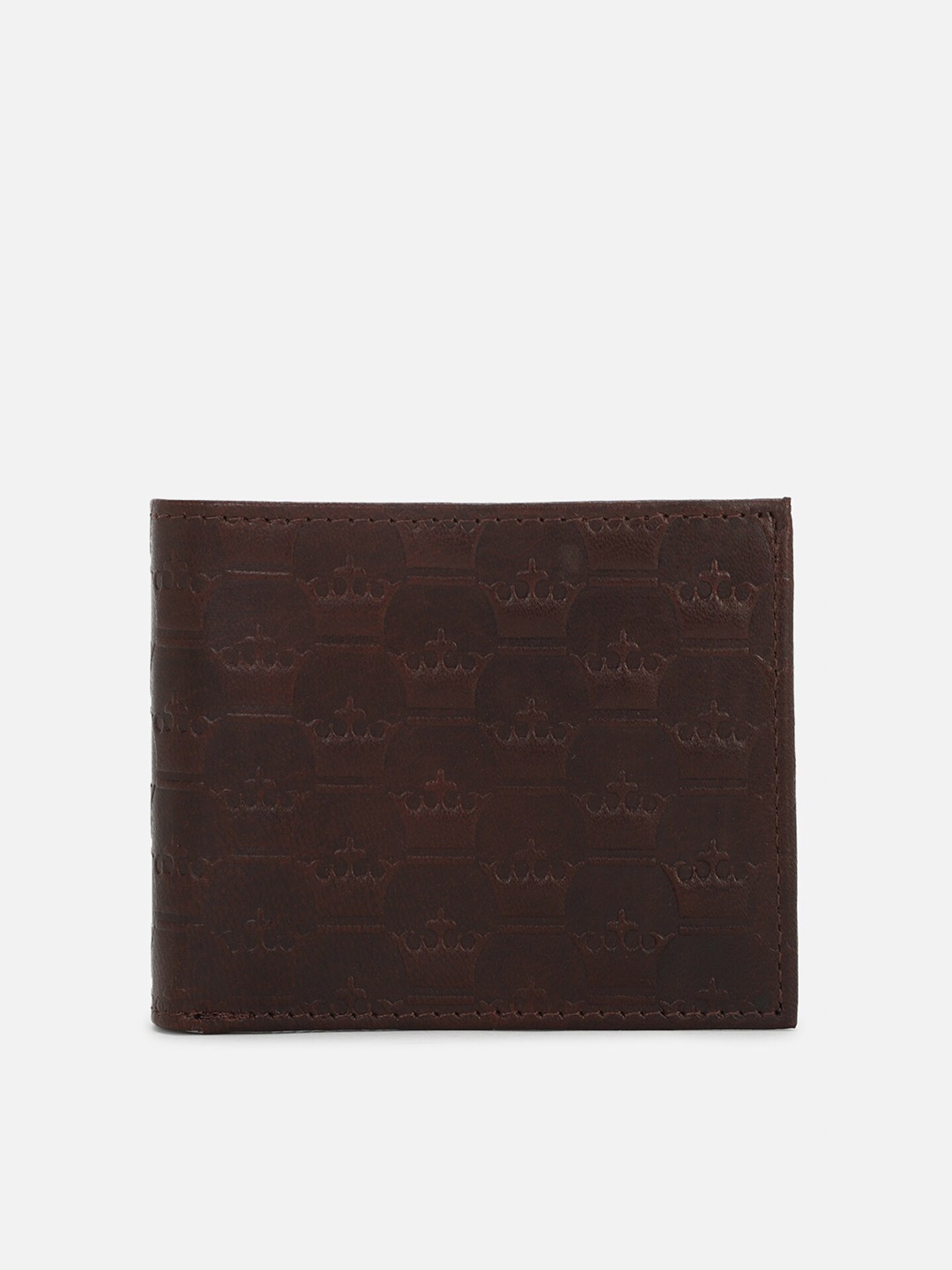 

Louis Philippe Men Textured Leather Two Fold Wallet, Brown