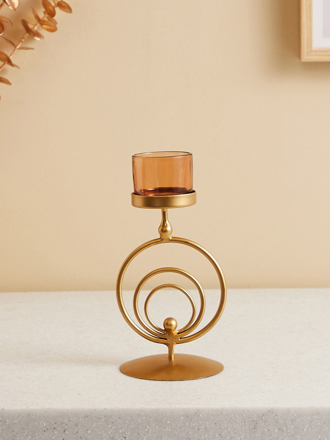 

Home Centre Gold-Toned Splendid-Dastkari Iron Pedestal Votive Holder