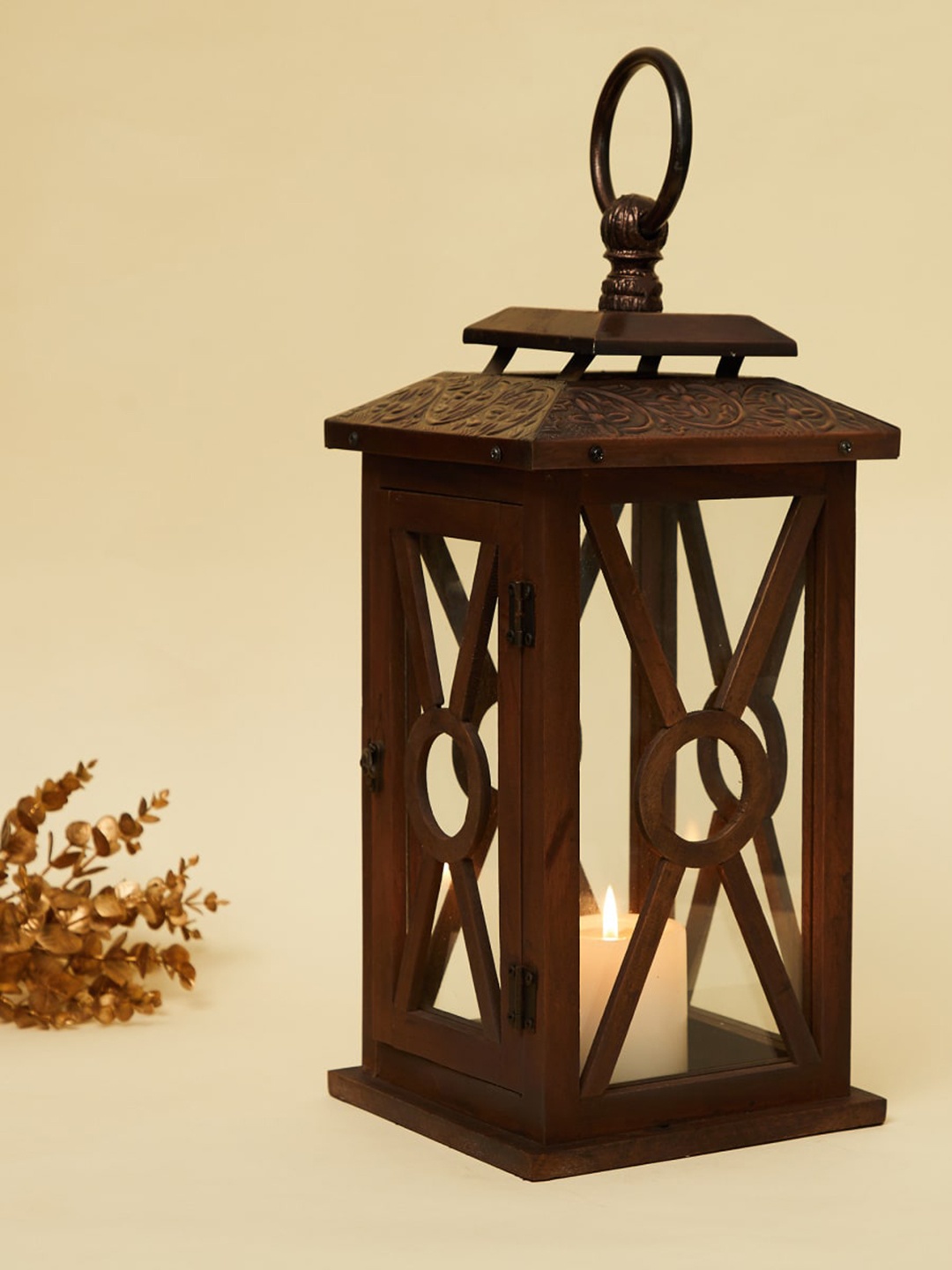 

Home Centre Brown Wooden Hanging Lantern