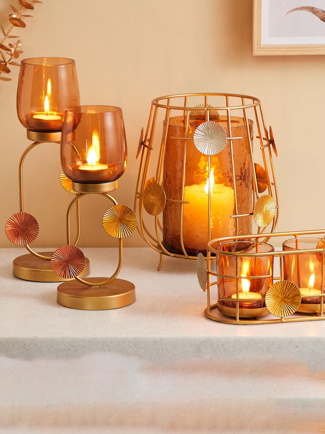 

Home Centre Splendid-Dastkari Gold-Toned Pedestal Votive Holder