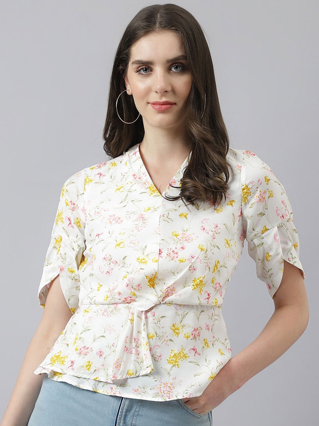 

Latin Quarters Multicoloured Floral Print Cinched Waist Top, Multi