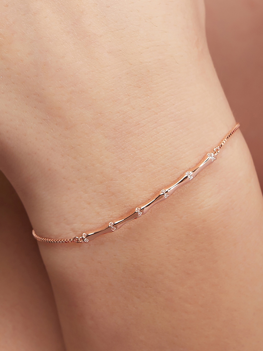 

Zavya Women Sterling Silver Cubic Zirconia Rose Gold-Plated Wraparound Bracelet