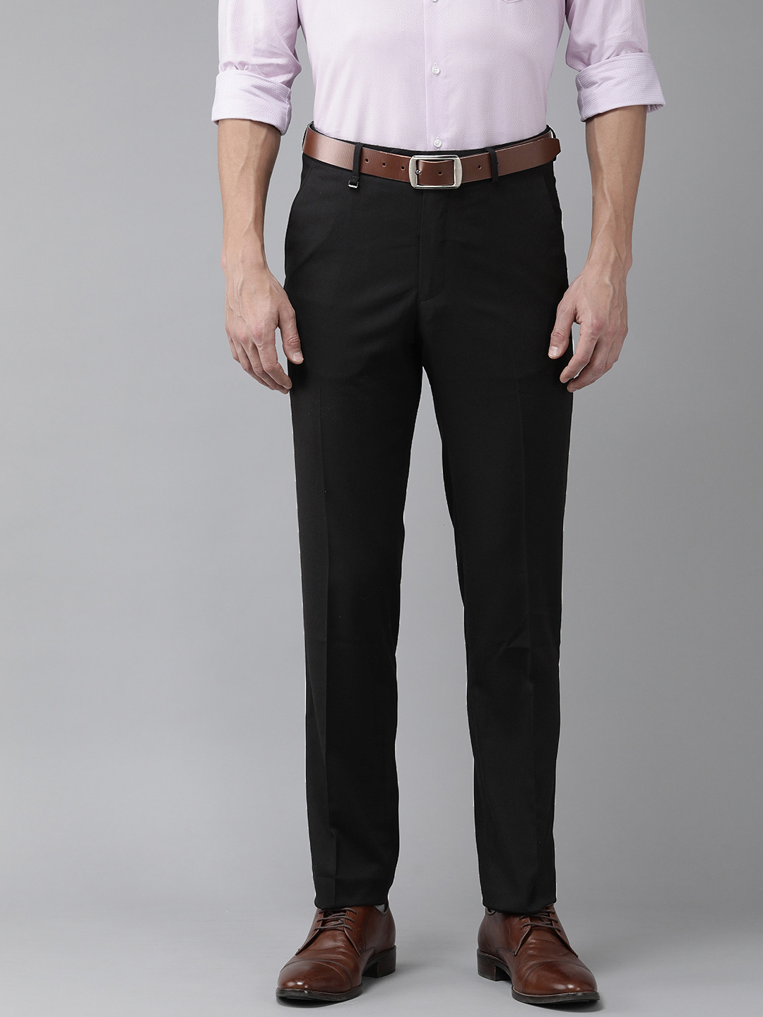 

Van Heusen Men Solid Formal Trousers, Black