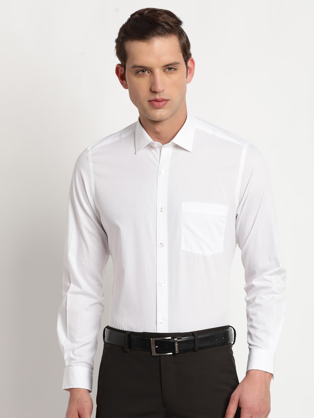 

Turtle Modern Slim Fit Spread Collar Pure Cotton Formal Shirt, White