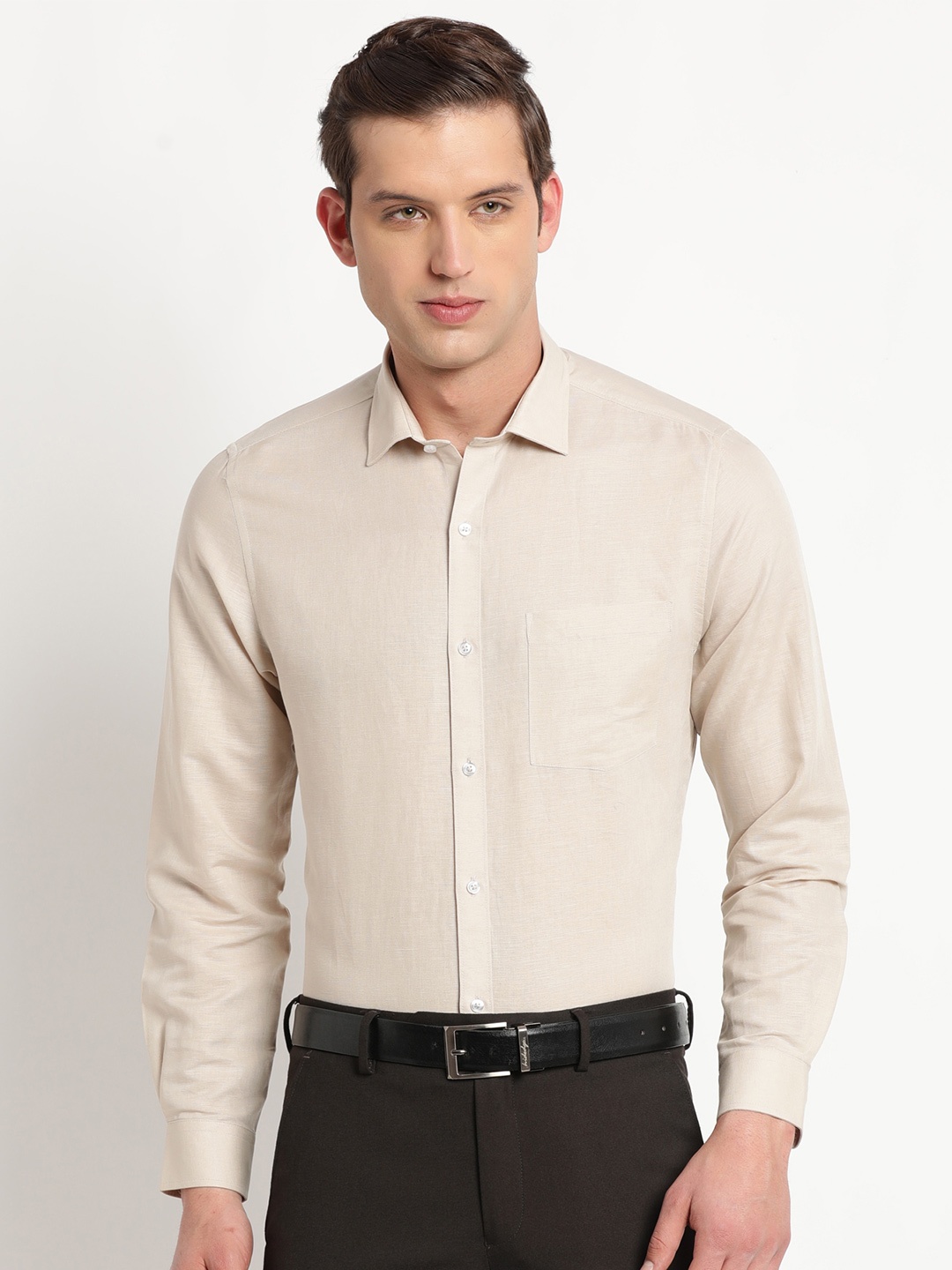 

Turtle Modern Slim Fit Formal Shirt, Beige