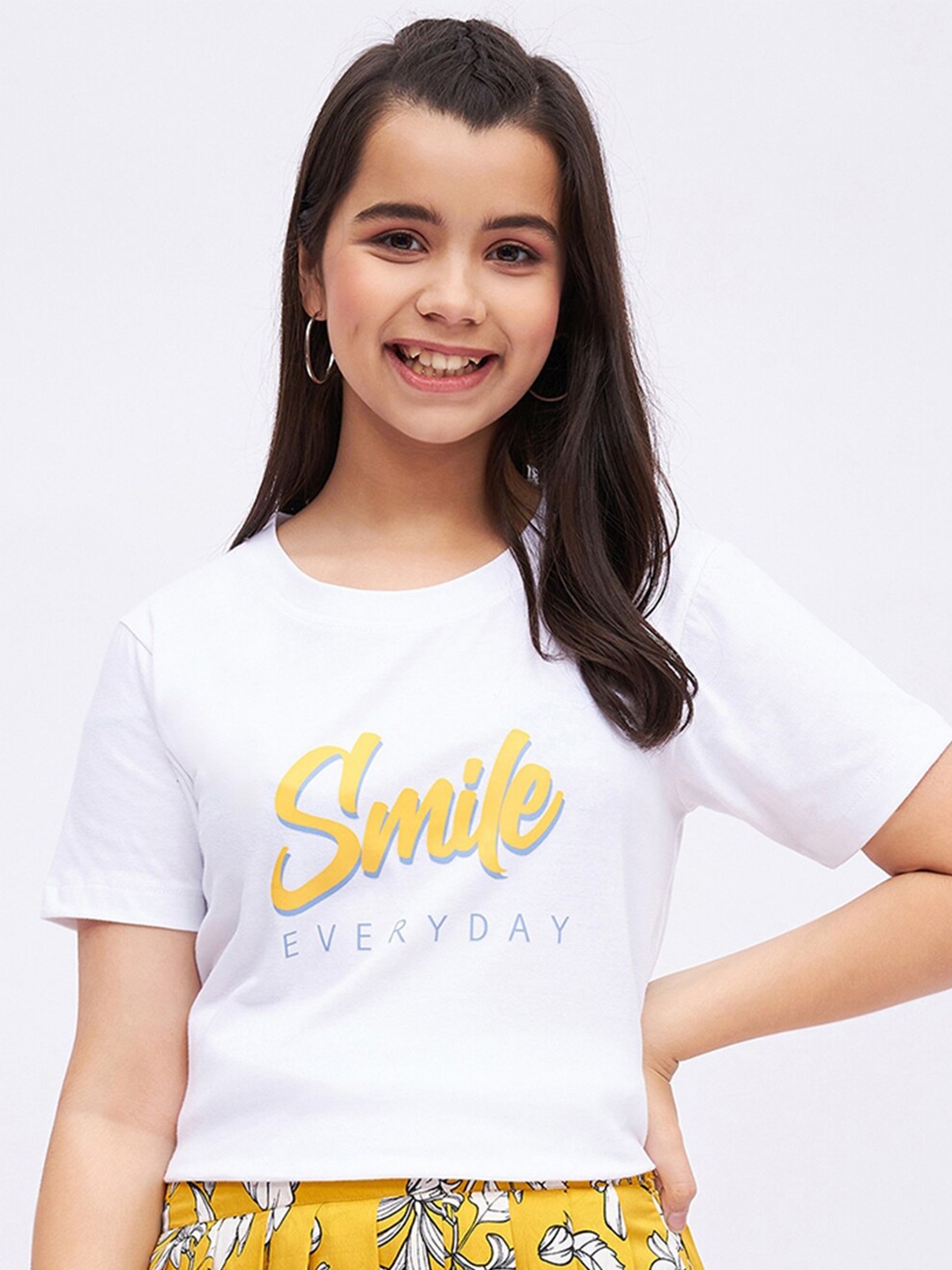 

luyk Print Cotton Crop Top, White