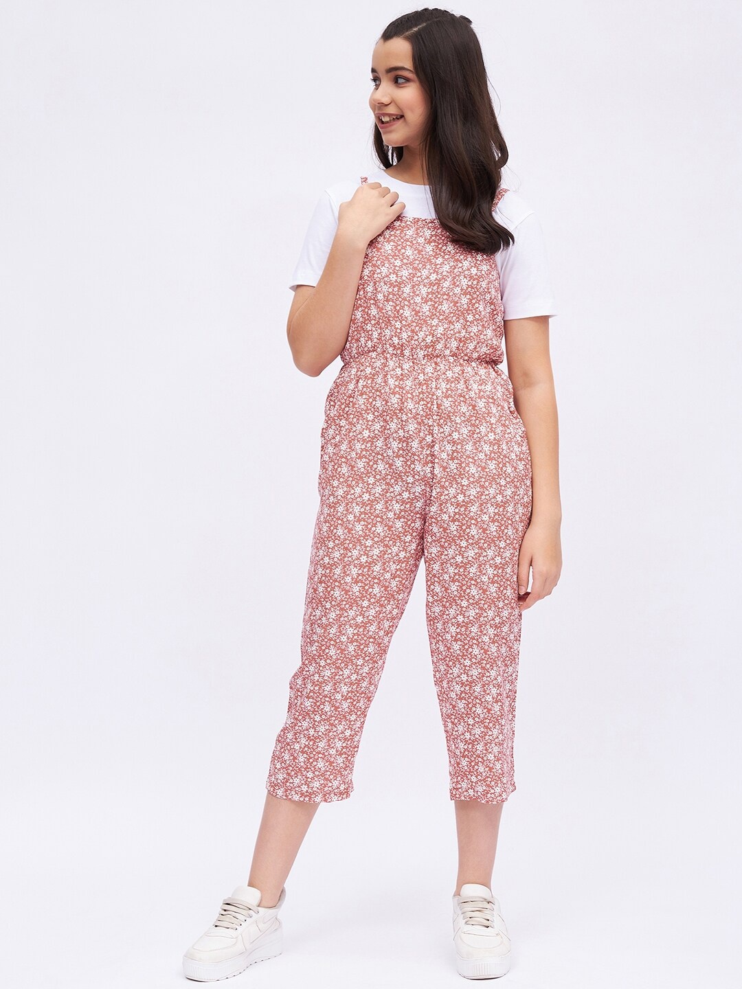 

luyk Girls Printed Basic Jumpsuit, Pink