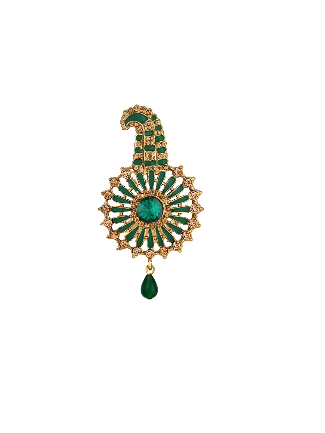 

Mahi Men Stone-Studded & Beaded Safa Kalangi Brooch, Green