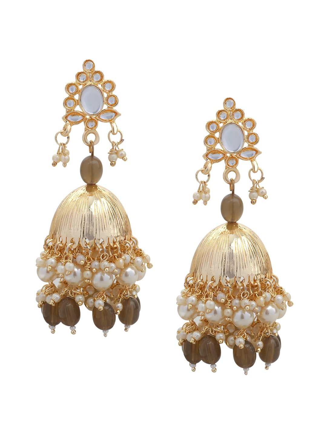 

Mahi Gold-Plated Contemporary Jhumkas Earrings, Brown