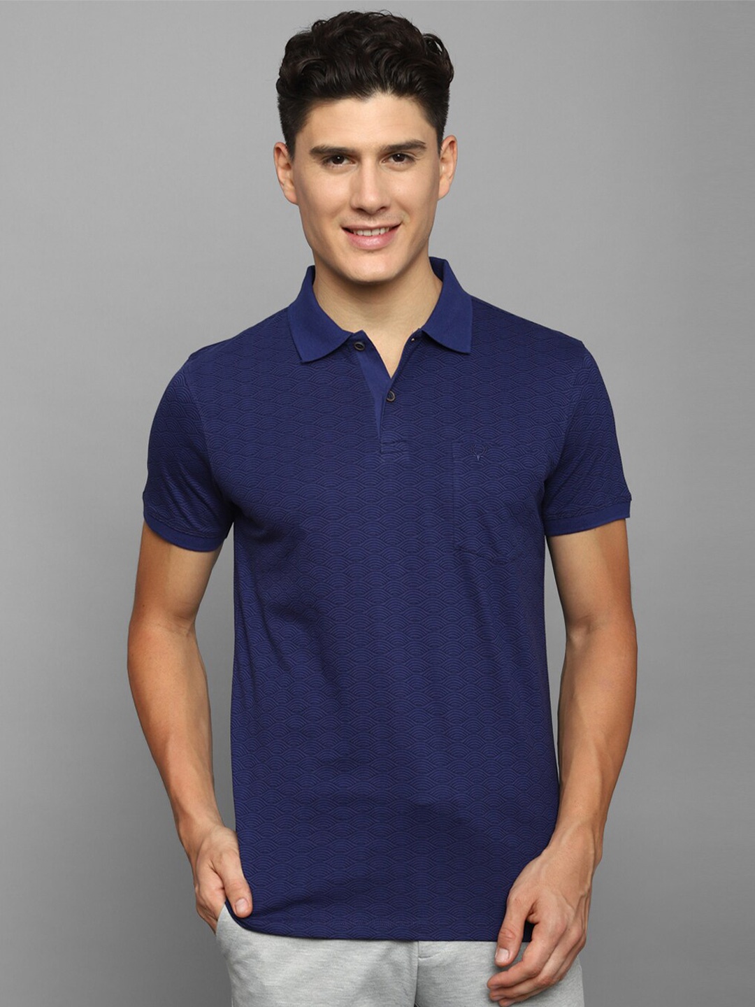 

Allen Solly Polo Collar Abstract Printed Pure Cotton T-shirt, Navy blue