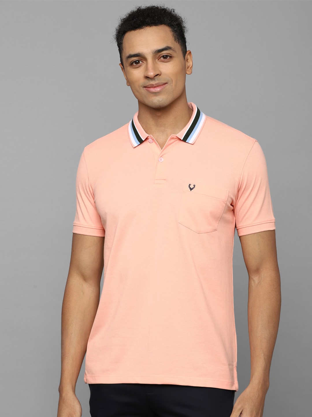 

Allen Solly Regular Fit Polo Collar Pure Cotton T-Shirt, Peach