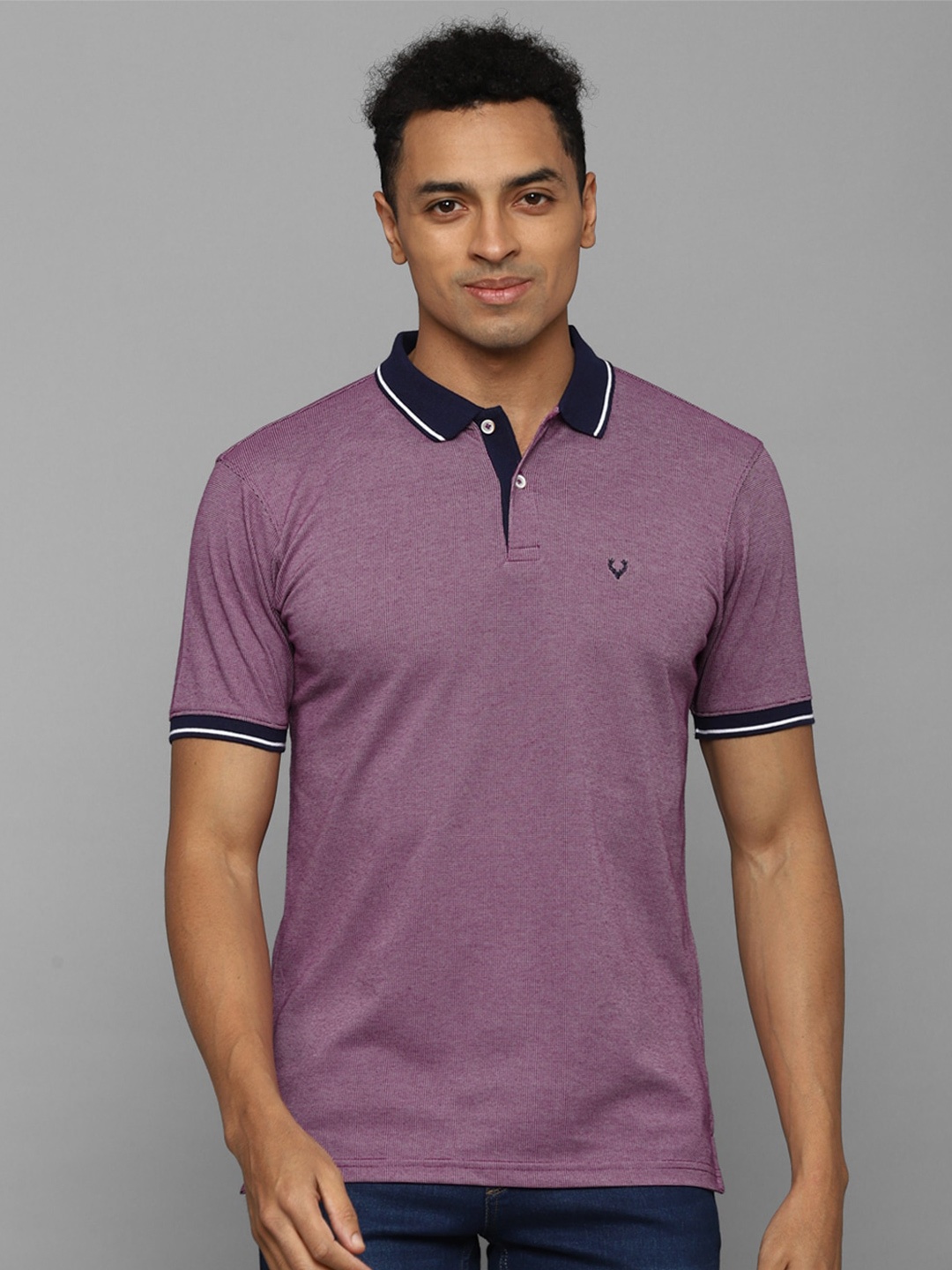 

Allen Solly Men Cotton Polo Collar T-shirt, Purple