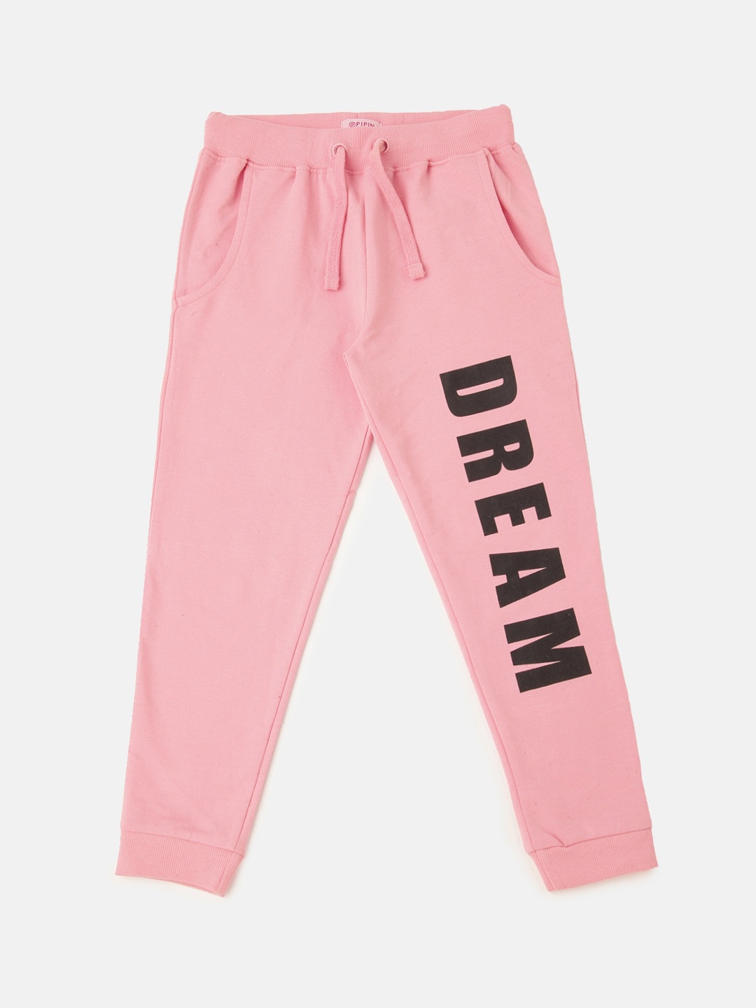 

PIPIN Girls Printed Slim Fit Cotton Joggers, Pink