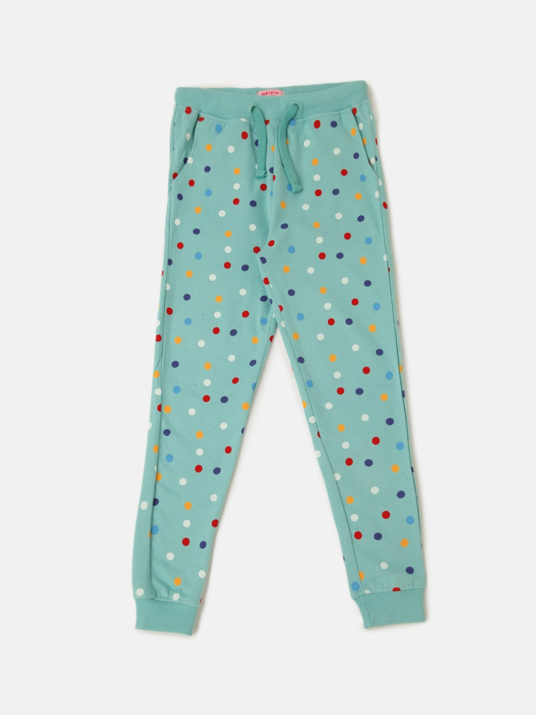 

PIPIN Girls Printed Slim Fit Cotton Joggers, Blue