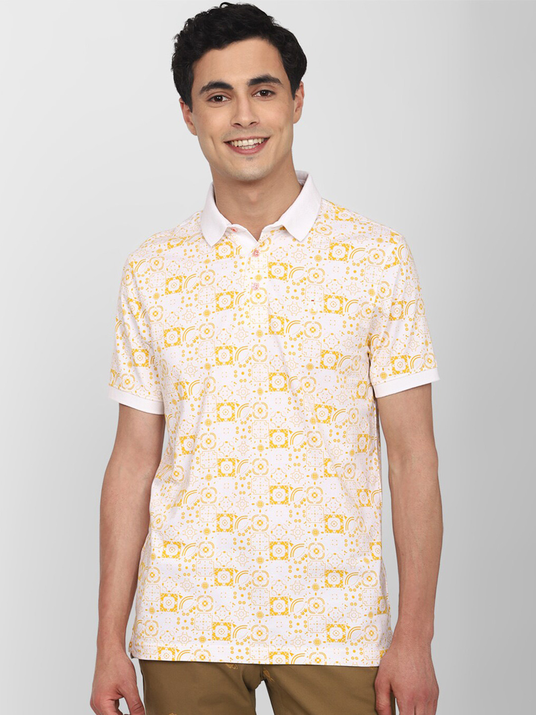 

SIMON CARTER LONDON Micro And Ditsy Printed Polo Collar Slim Fit T-shirt, White