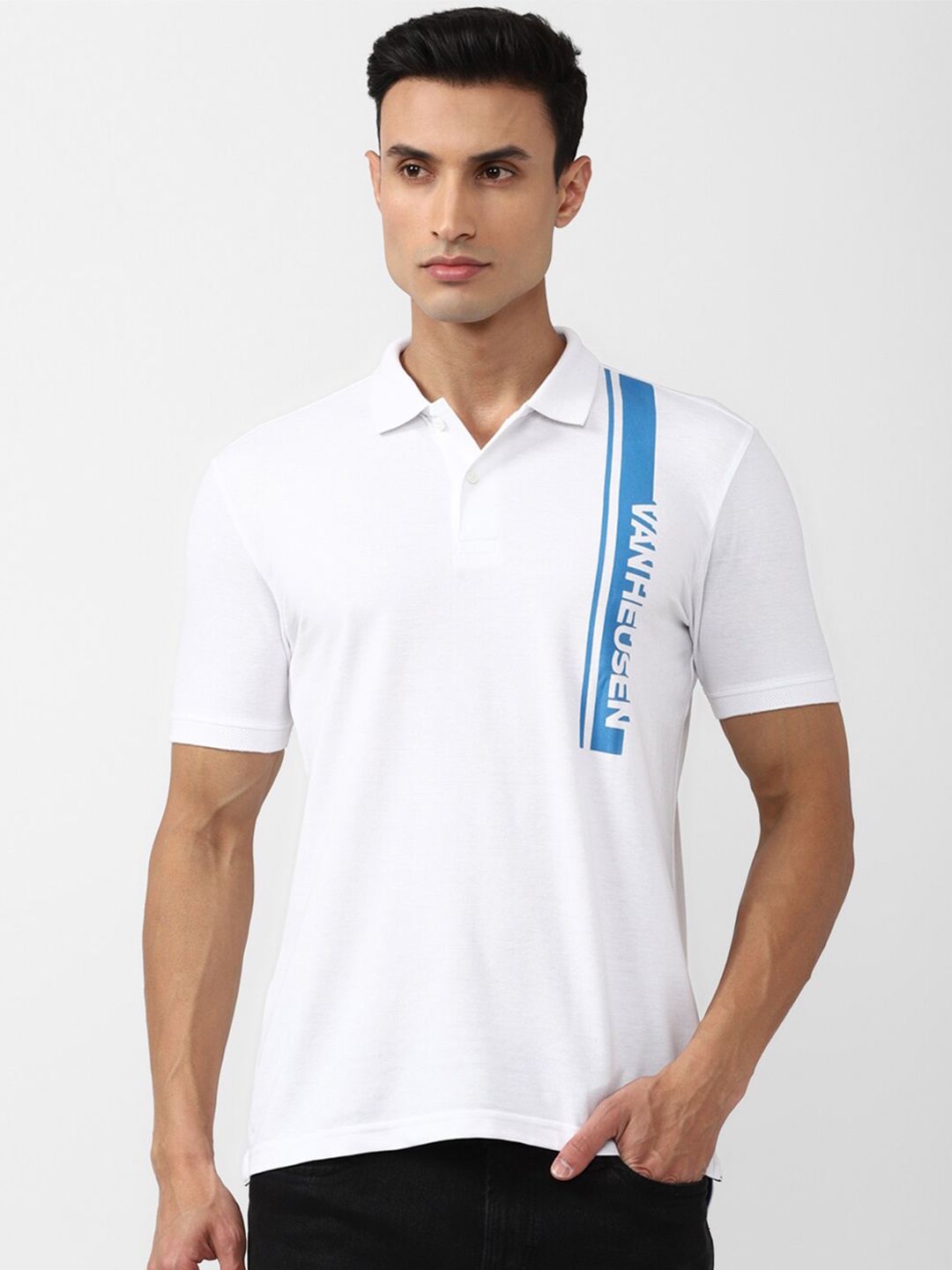 

VAN HEUSEN DENIM LABS Polo Collar T-shirt, White