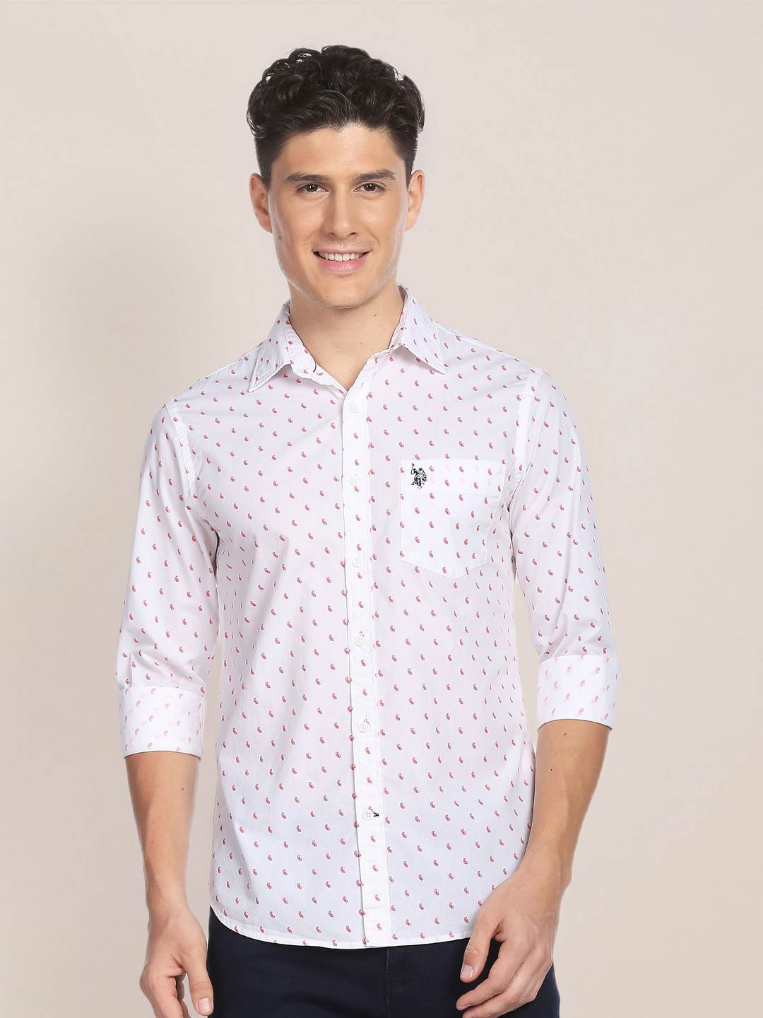 

U.S. Polo Assn. Paisley Printed Cotton Shirt, White