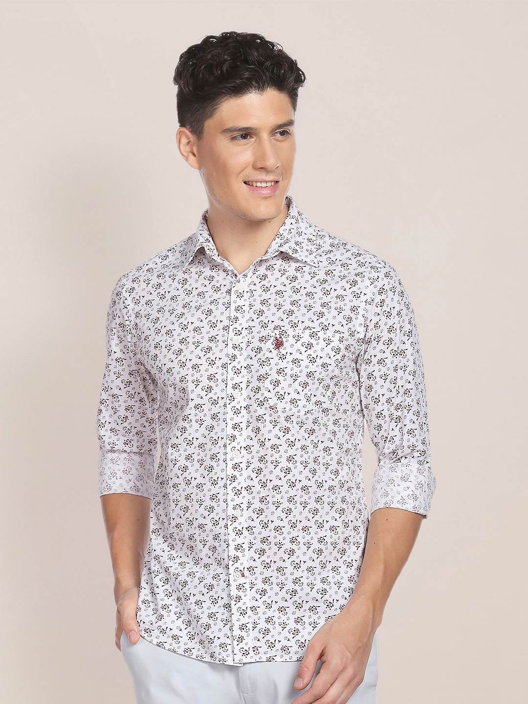 

U.S. Polo Assn. Floral Cotton Shirt, White