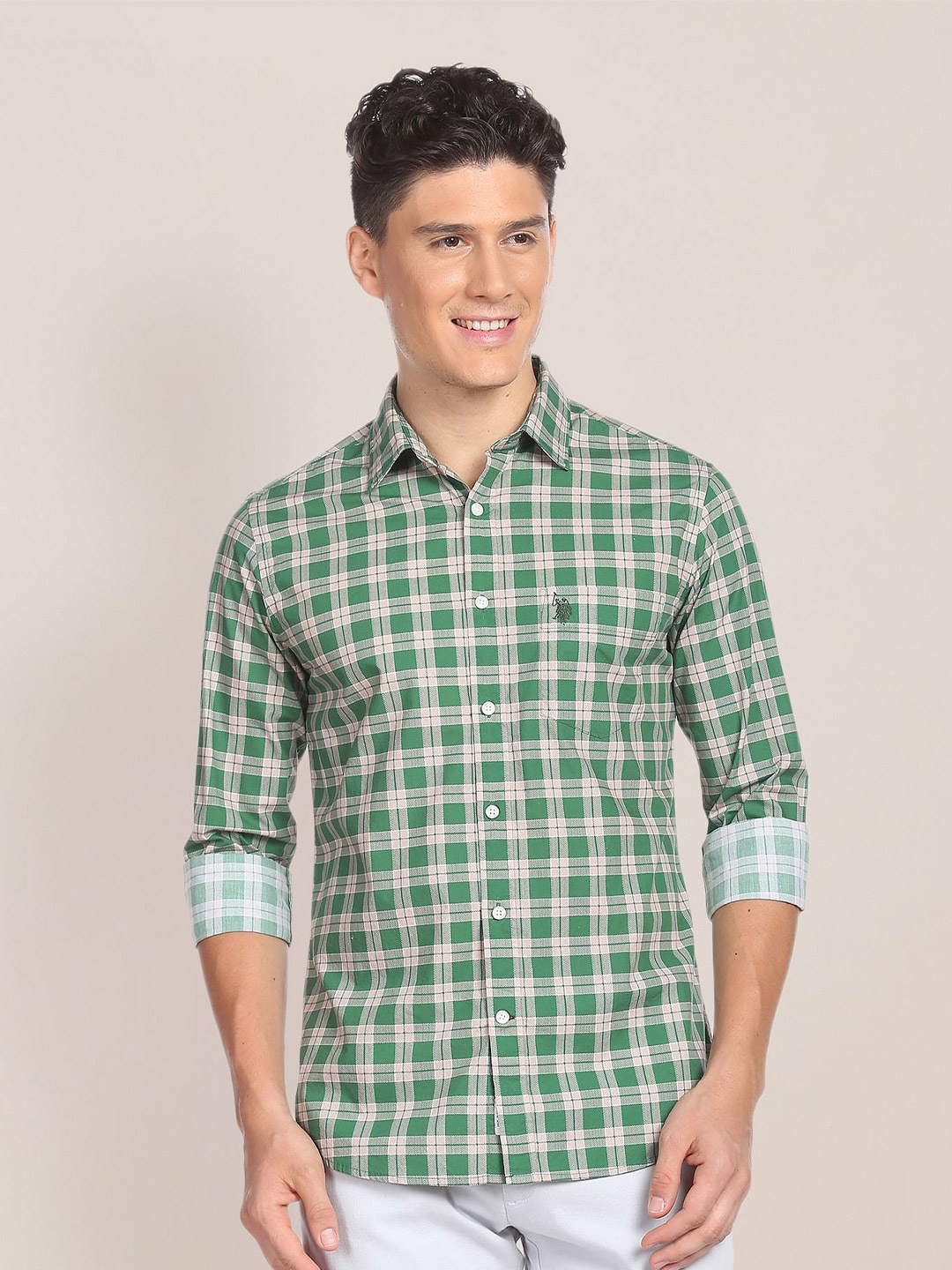 

U.S. Polo Assn. Tartan Pure Cotton Casual Shirt, Green