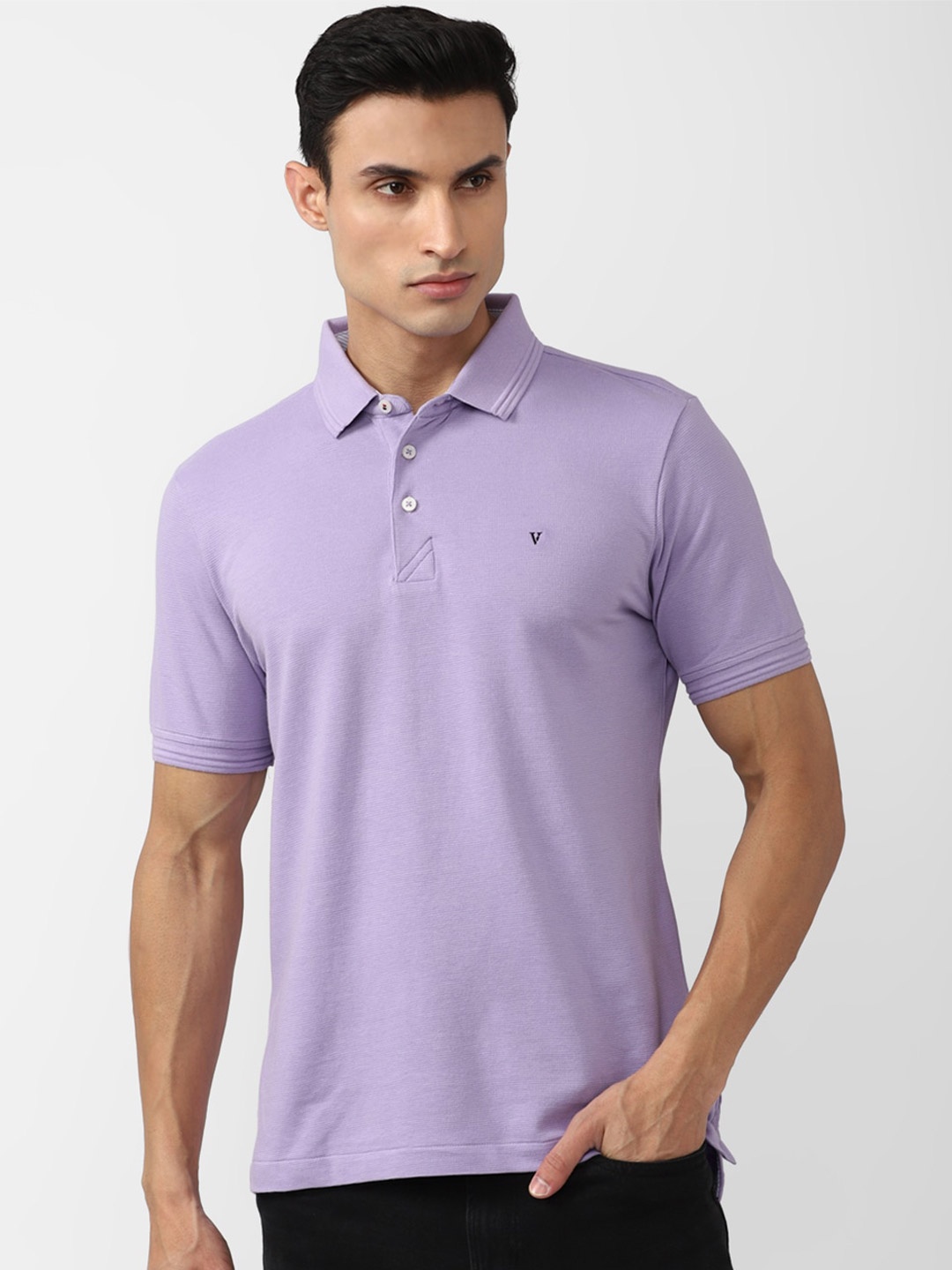 

Van Heusen Sport Polo Collar Short Sleeve Pure Cotton T-shirt, Lavender