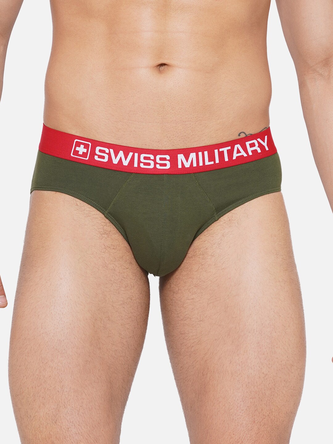 

SWISS MILITARY Men Mid-Rise Durable Basic Briefs, Olive
