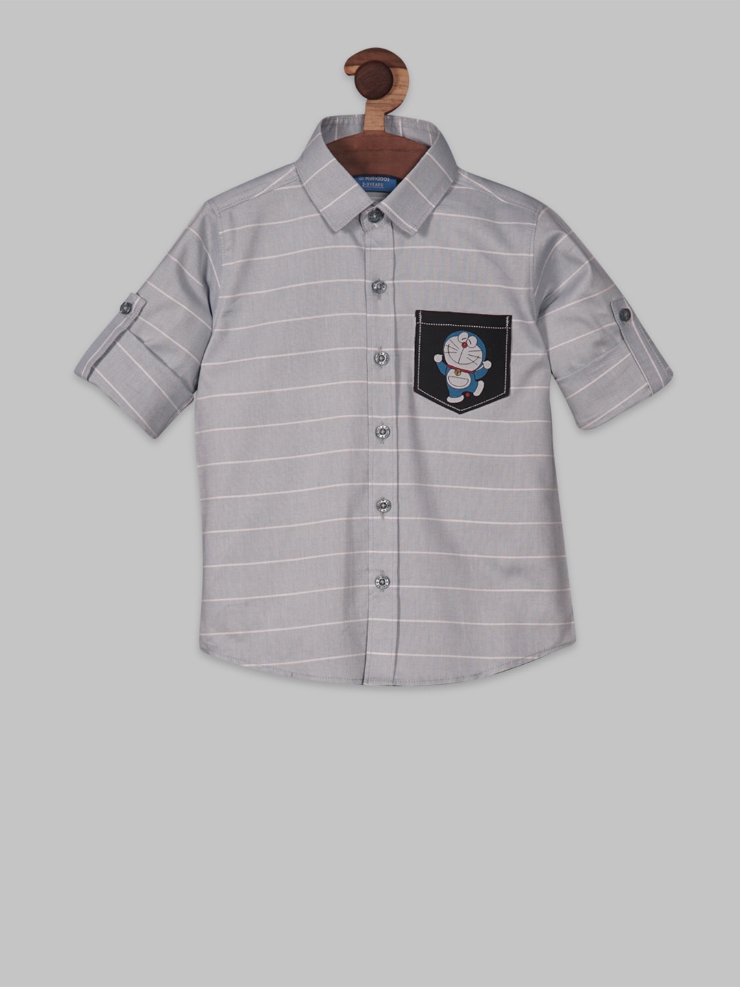 

RIKIDOOS Boys Blue Contemporary Horizontal Stripes Opaque Striped Casual Shirt