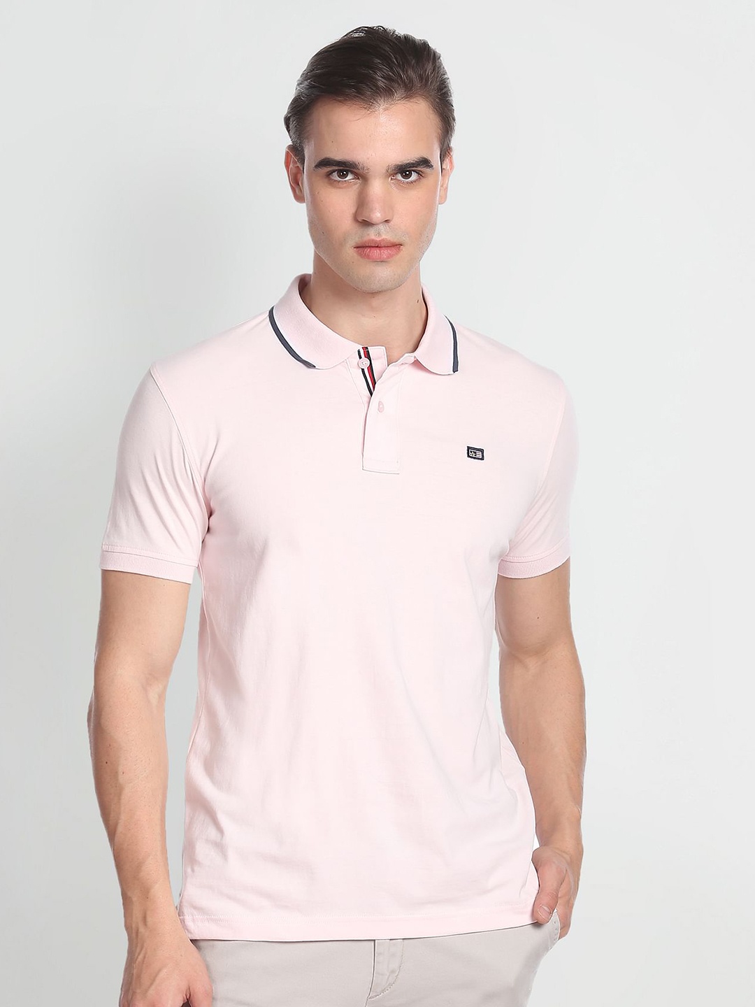 

Arrow Sport Men Pink Polo Collar Pure Cotton T-shirt