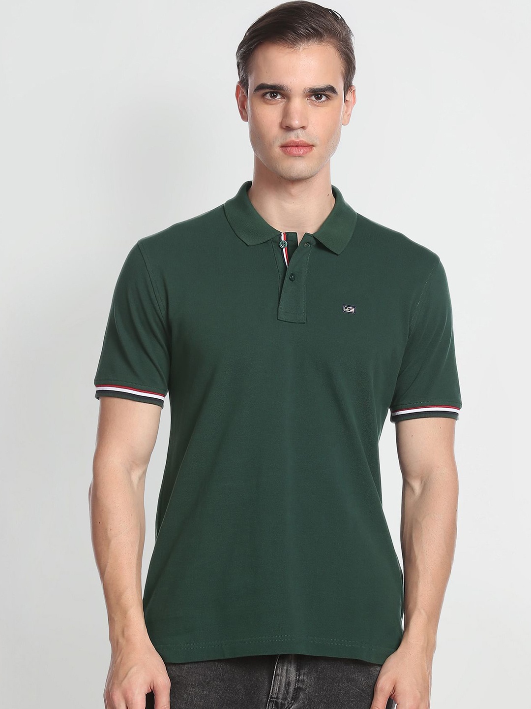 

Arrow Sport Men Polo Collar Cotton T-shirt, Green