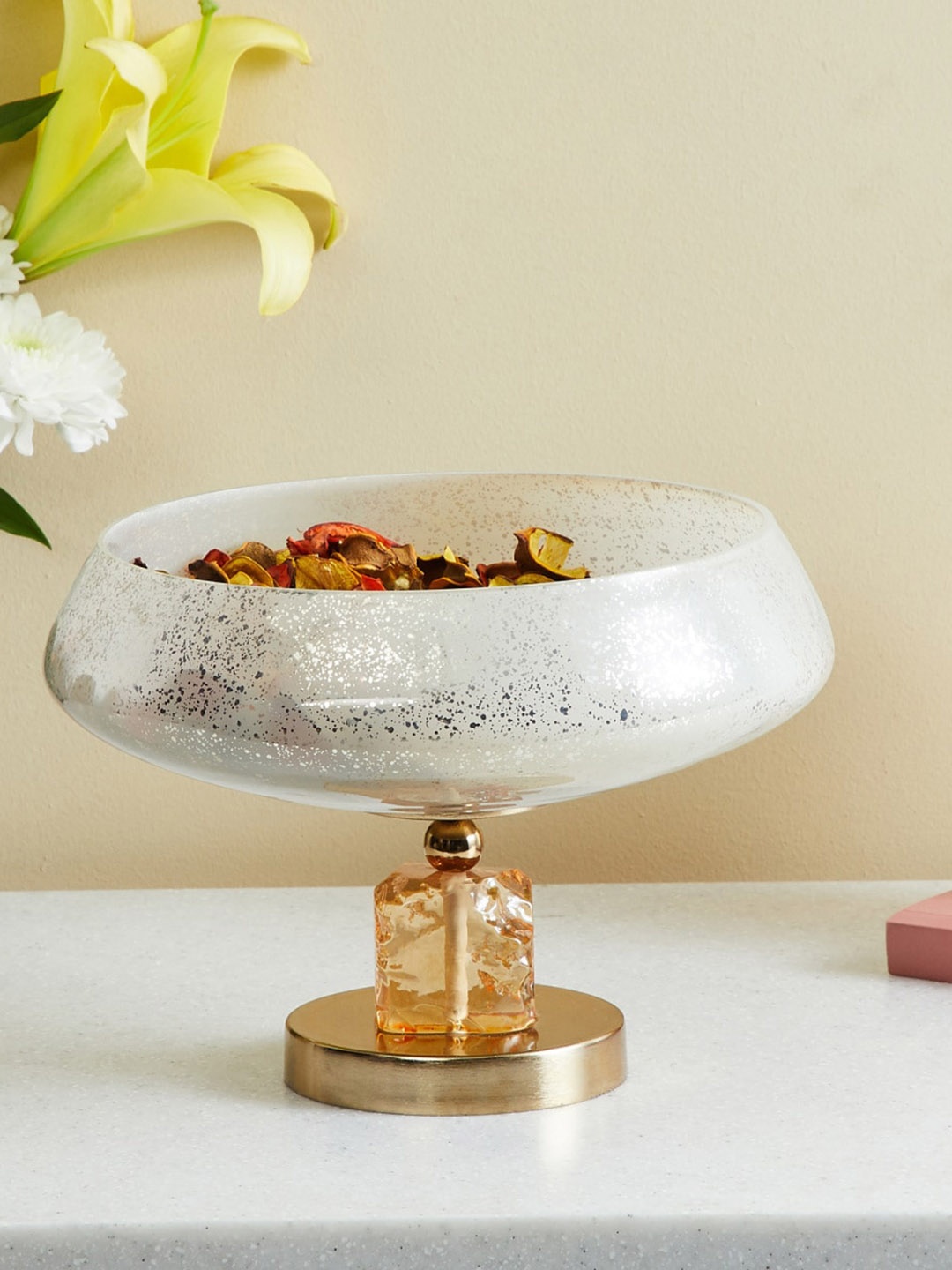 

Home Centre Modern Luxe Gold-Toned & White Textured Glass Decorative Bowls