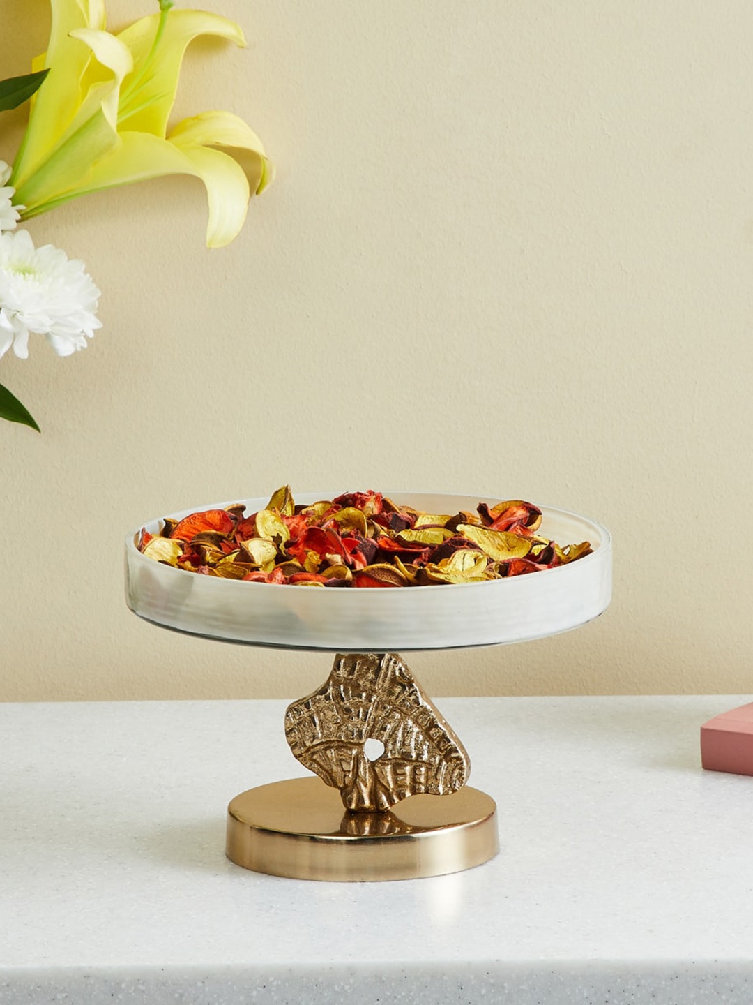 

Home Centre Eternity Gold-Toned Glass Decorative Potpourri Bowl