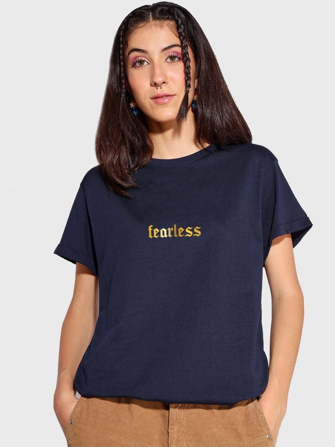 

Bewakoof Printed Relaxed Fit Cotton T-shirt, Blue