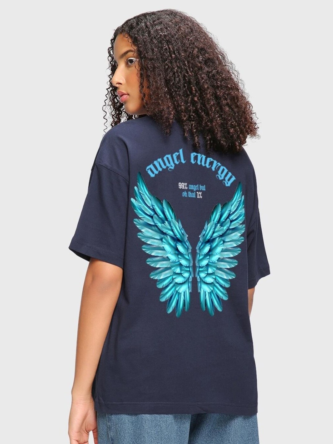 

Bewakoof Graphic Printed Drop-Shoulder Sleeves Loose T-shirt, Blue